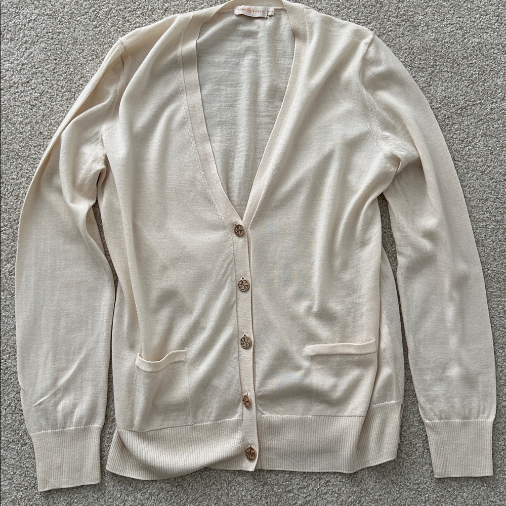Tory Burch Long  Button Merino Wool Cardigan, XL